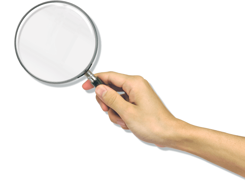 Lupe in einer Hand